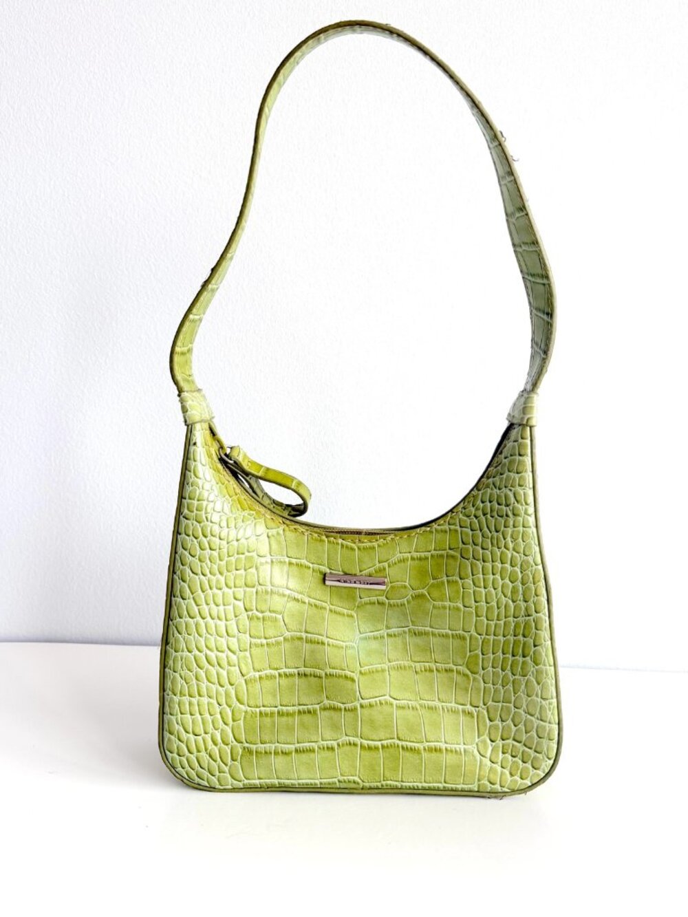 Nine West Y2K Lime Green Croc Mini Shoulder Bag